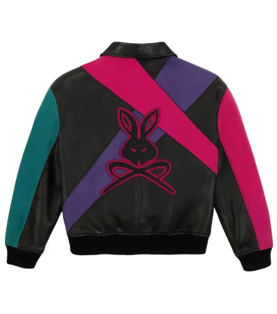 Neo Rebel Bunny Leather Bomber Jacket Back
