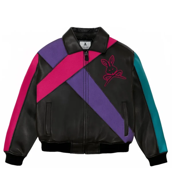 Neo Rebel Bunny Leather Bomber Jacket Front