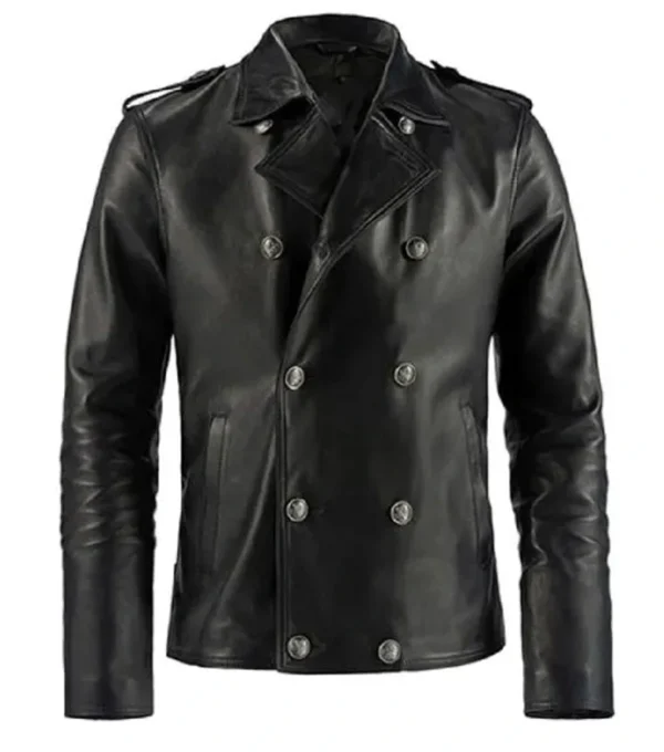 Neron Double-Breasted Leather Blazer
