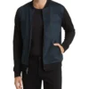 Norevik Black and Blue Casual Bomber Jacket