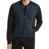 Norevik Black and Blue Casual Bomber Jacket Front