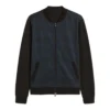 Norevik Black and Blue Casual Bomber Jacket on Sale