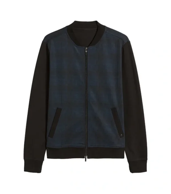 Norevik Black and Blue Casual Bomber Jacket on Sale