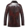 Norvyn Classic Shearling Collar Distressed Leather Coat Back
