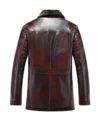 Norvyn Classic Shearling Collar Distressed Leather Coat Back
