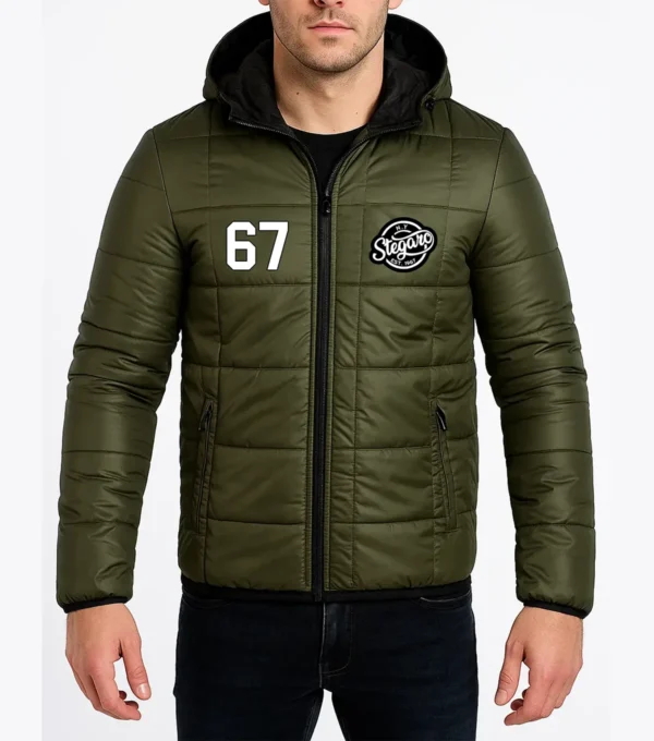 Olive Puffer Hooded Jacket