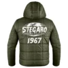 Olive Puffer Hooded Jacket Back
