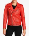 Peckers 1967 Red Leather Biker Jacket