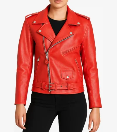 Peckers 1967 Red Leather Biker Jacket