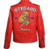 Peckers 1967 Red Leather Biker Jacket Back