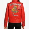 Peckers 1967 Red Leather Biker Jacket Back Look