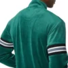 Quarlen Green Velvet Zipper Bomber Jacket Back