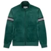 Quarlen Green Velvet Zipper Bomber Jacket Front