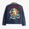 Ragnar Vintage Tiger Bomber Blue Jacket Back