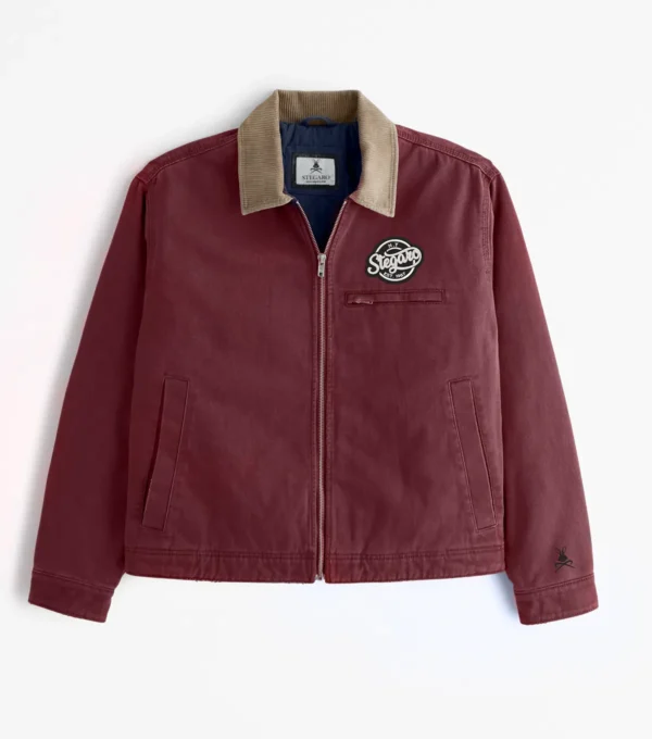 Ragnar Vintage Tiger Bomber Maroon Jacket