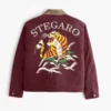 Ragnar Vintage Tiger Bomber Maroon Jacket Back