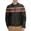 Raverno Black Leather with Tan and Red Striped Jacket
