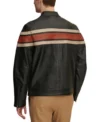 Raverno Black Leather with Tan and Red Striped Jacket Back Look