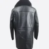 Rhegon Fur Collar Black Leather Coat Back