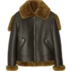 Rovark Vintage Dark Brown Shearling Lined Leather Jacket