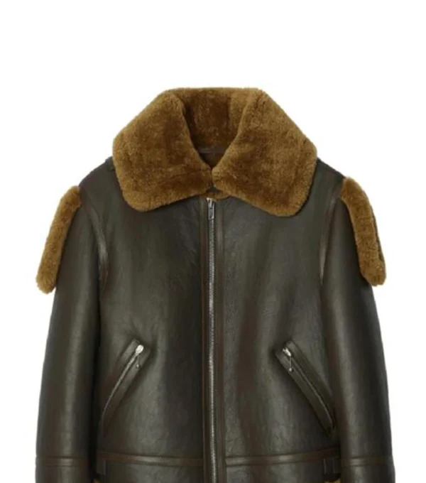 Rovark Vintage Dark Brown Shearling Lined Leather Jacket Front