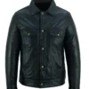 Steele Blackout Leather Trucker Jacket