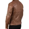 Tavesso Brown Classic Leather Zipper Jacket Back Look