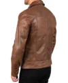 Tavesso Brown Classic Leather Zipper Jacket Back Look