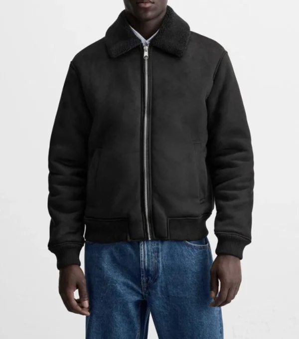 Tobias Black Suede Jacket Front