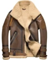 Torvak Vintage Brown Shearling Lined Belted Leather Jacket