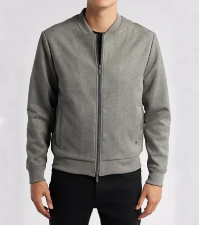 Trevano Grey Wool Varsity Jacket on Sale