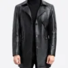 Valmor Black Belted Full Length Leather Coat