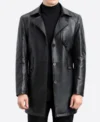 Valmor Black Belted Full Length Leather Coat