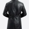 Valmor Black Belted Full Length Leather Coat Back