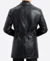 Valmor Black Belted Full Length Leather Coat Back