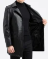 Valmor Black Belted Full Length Leather Coat Inner
