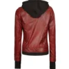 Velmira Red Cherry Trucker Style with Black Hoodie Jacket Back