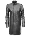 Velmoro Black Longline Leather Trench Coat
