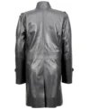 Velmoro Black Longline Leather Trench Coat Back
