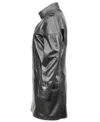 Velmoro Black Longline Leather Trench Coat Side Look