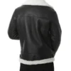 Vornic Black B3 Aviator with White Fur and Belted Collar Jacket Back