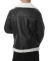Vornic Black B3 Aviator with White Fur and Belted Collar Jacket Back