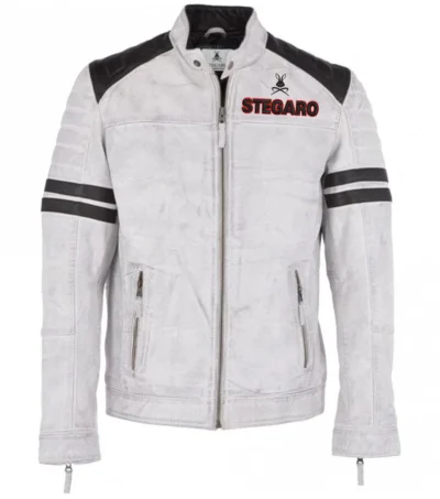 White Dragon Warrior Leather Jacket