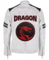 White Dragon Warrior Leather Jacket Back