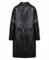 Zayker Double Breasted Long Leather Trench Coat Back
