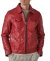 Zaymor Red Leather Trucker Jacket