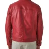 Zaymor Red Leather Trucker Jacket Back