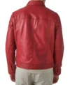 Zaymor Red Leather Trucker Jacket Back