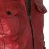 Zaymor Red Leather Trucker Jacket Closer