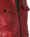 Zaymor Red Leather Trucker Jacket Closer